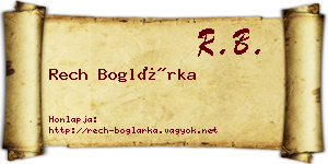 Rech Boglárka névjegykártya